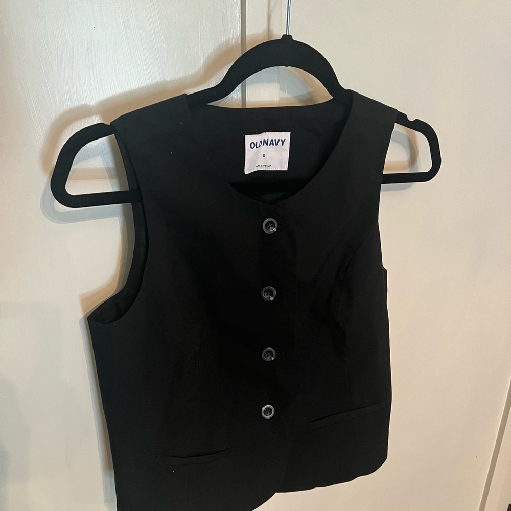 Old Navy Black Button-Front Vest- Never worn!